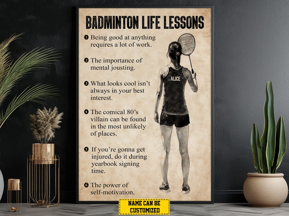 Badminton Life Lessons Personalized Vintage Female Player Poster - Image 2