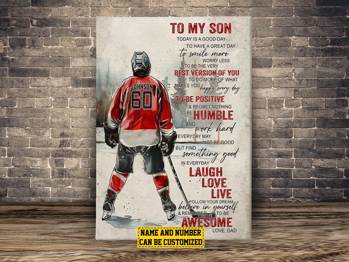 To My Son Hockey Player Personalized Art Print - Image 2