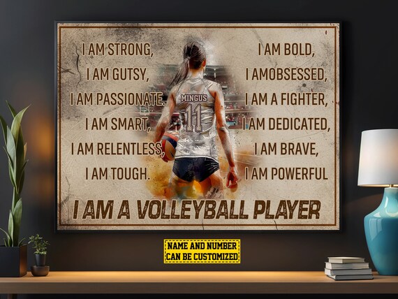 Volleyball Player Affirmations Personalized Poster Custom Name Number Wall Art