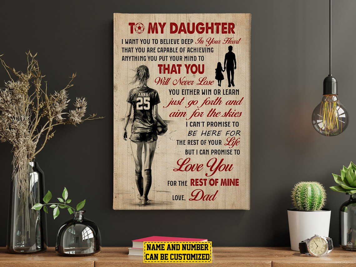 To My Daughter Soccer Personalized Love Letter Sports Poster - Image 2