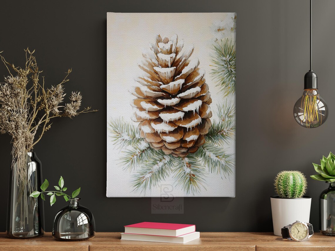 Cottage Pinecone Vintage Christmas Art Print, Winter Decor - Image 4