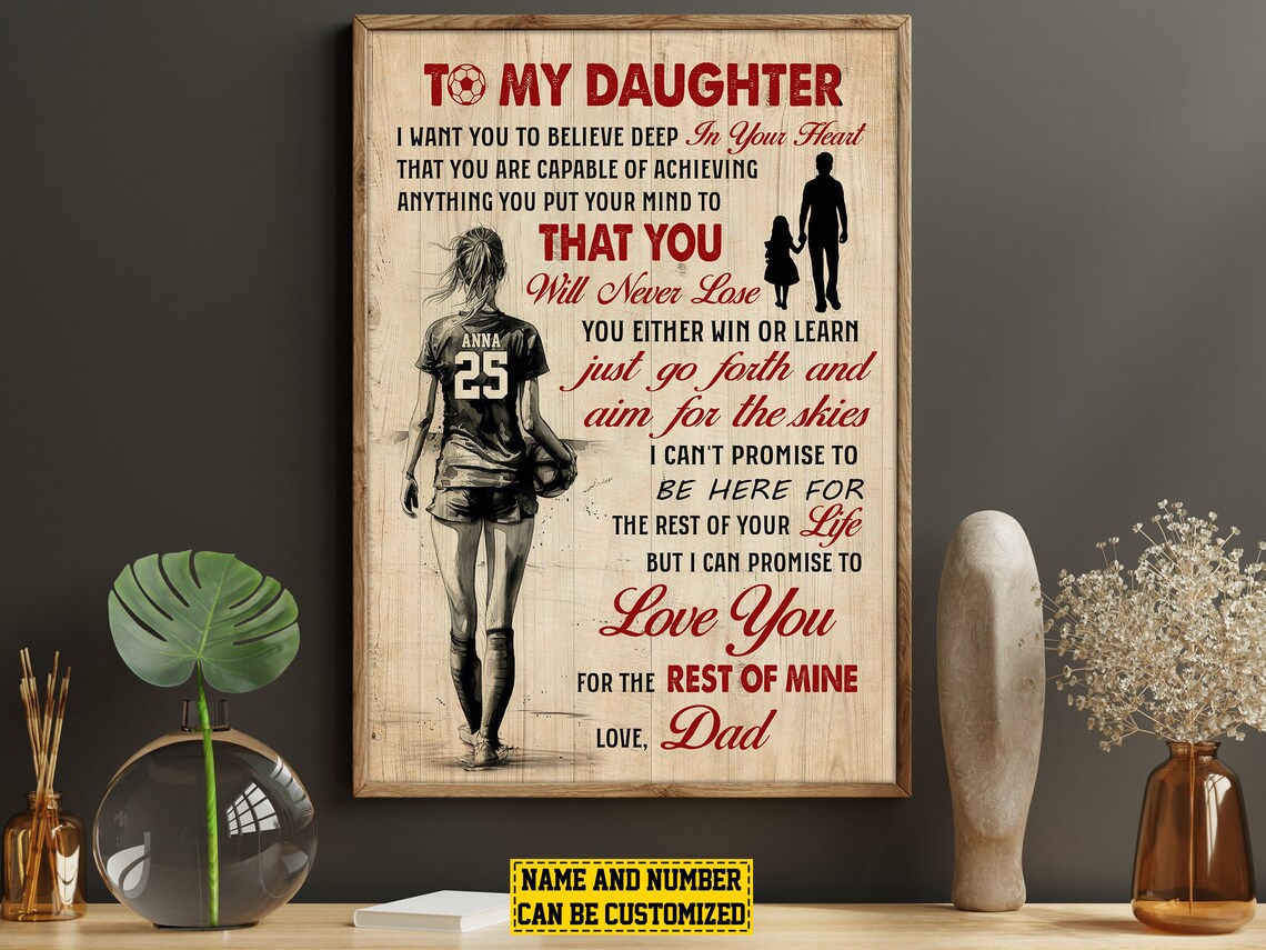 To My Daughter Soccer Personalized Love Letter Sports Poster - Image 5