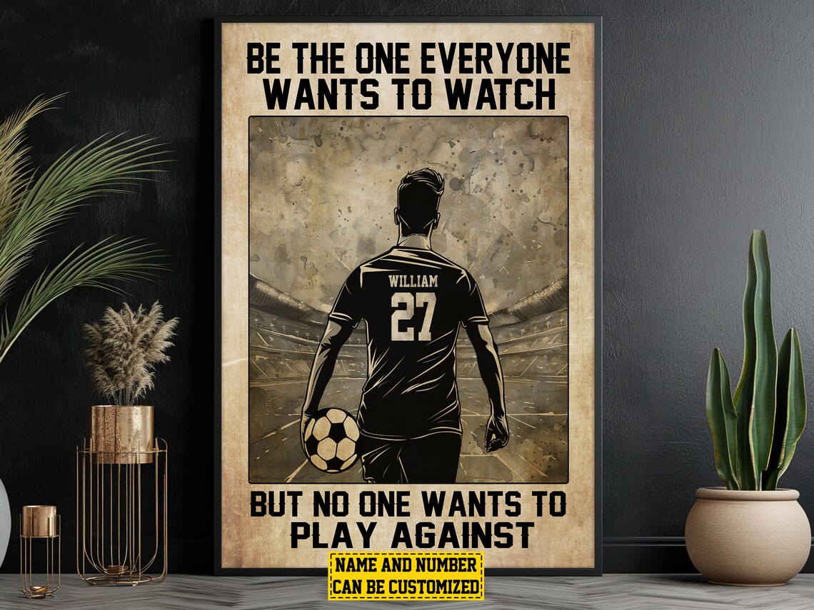 Personalized Soccer Motivation Poster Print for Boys