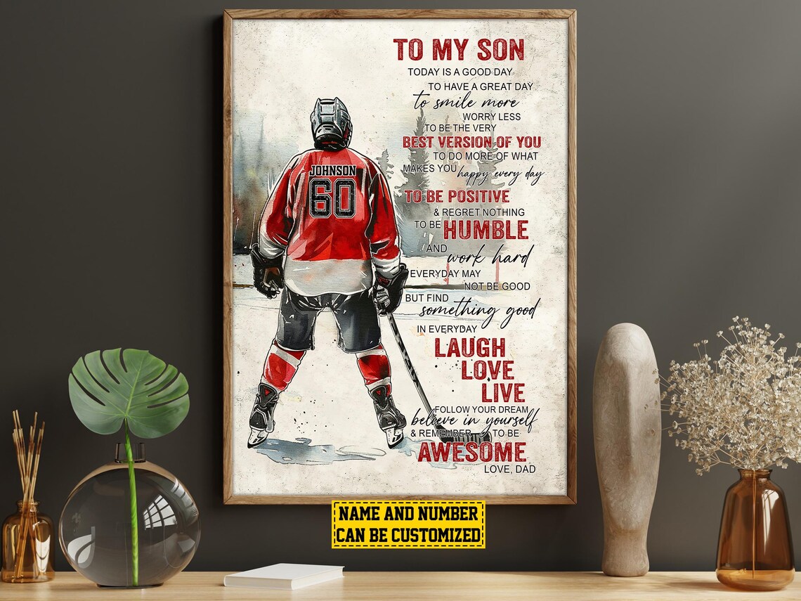 To My Son Hockey Player Personalized Art Print - Image 5