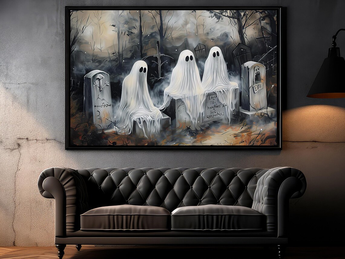 Dark Ghosts in Cemetery, Halloween Art Print - Image 6