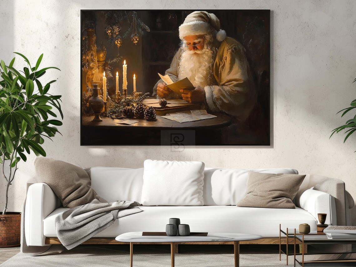 Vintage Santa Writes a Letter, Christmas Poster Print - Image 5