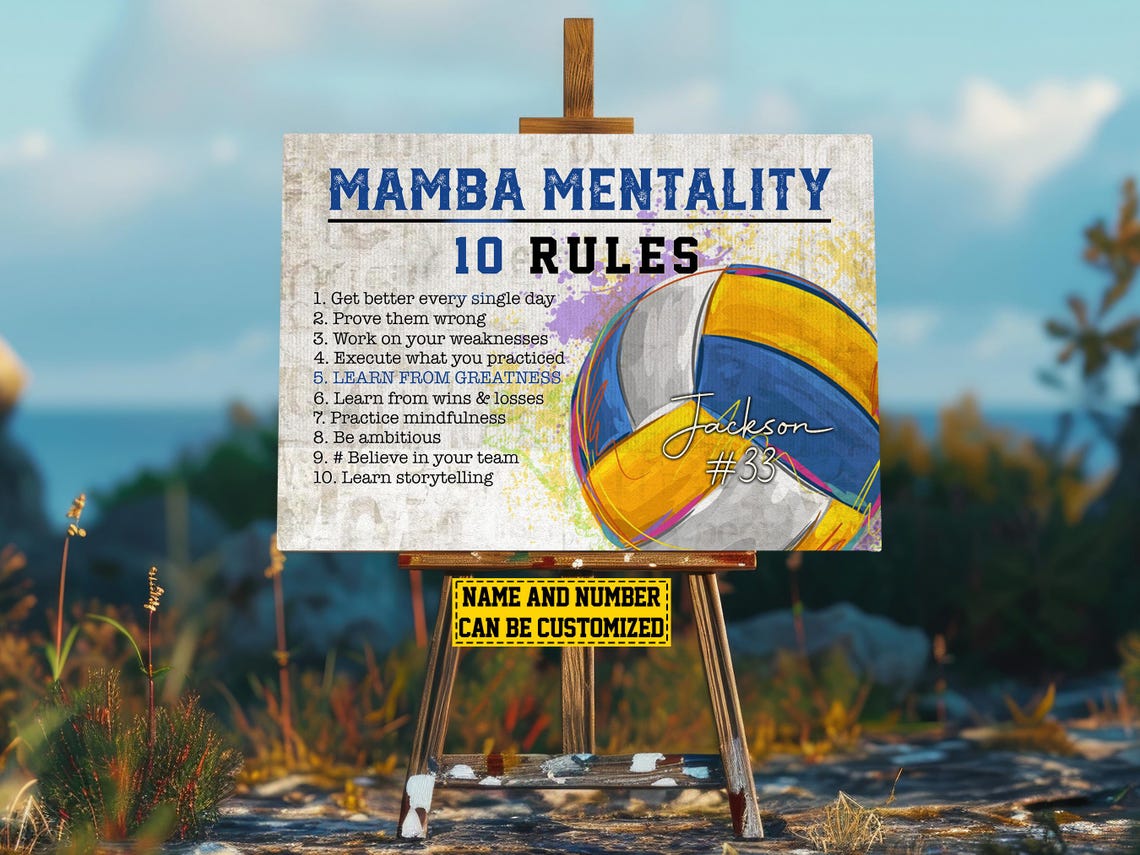 Mamba Mentality 10 Rules Volleyball Motivational Custom Poster Print - Image 2