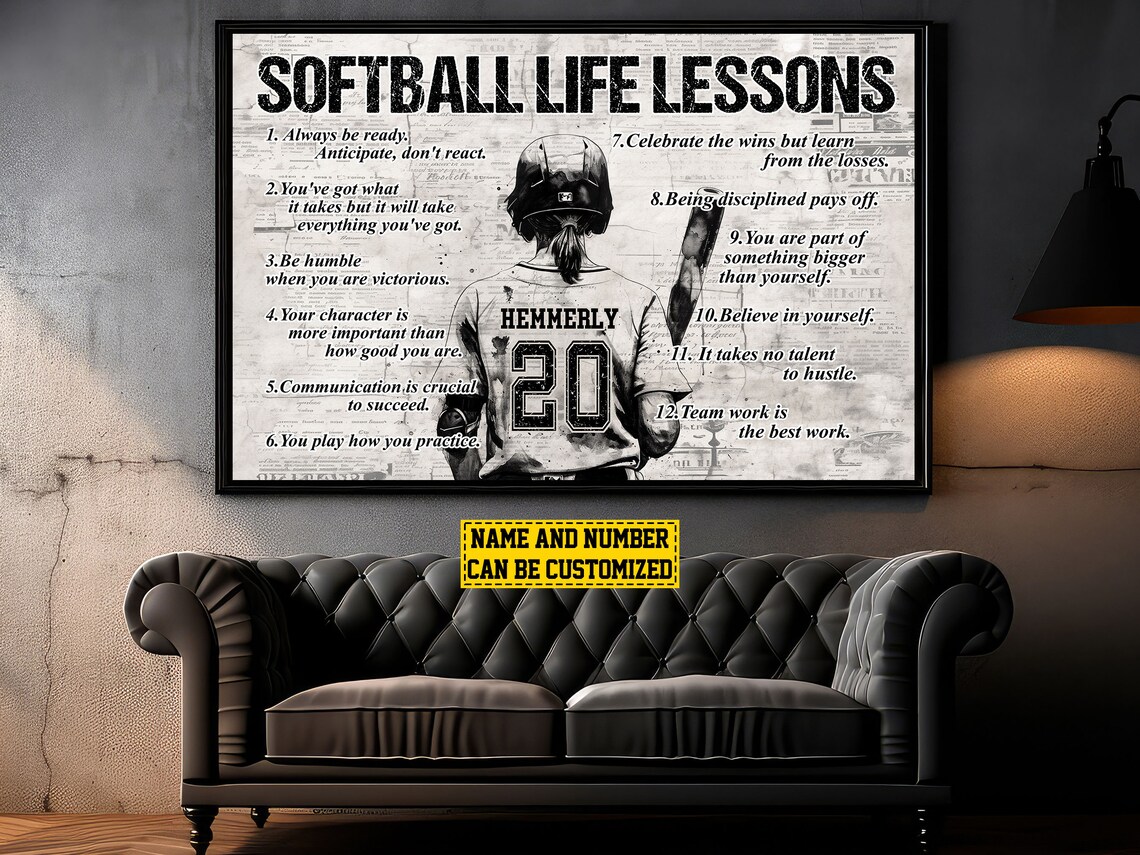 Softball Life Lessons Personalized Poster Print - Image 2