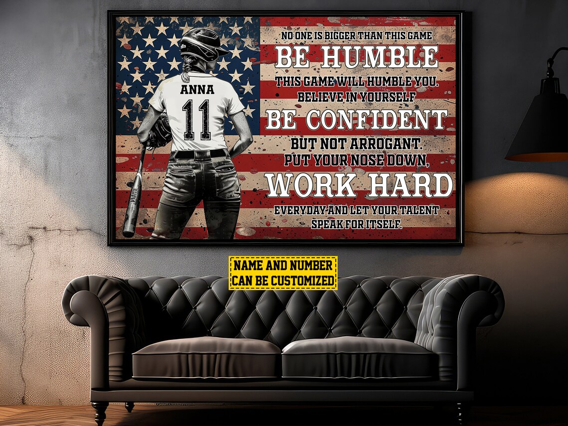 Vintage America Baseball Personalized Poster Print - Image 5