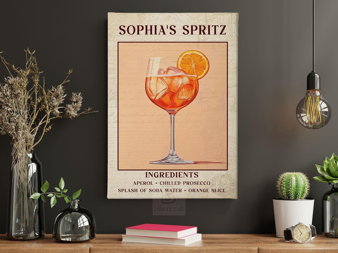 Sophia's Spritz Aperol Cocktail Recipe Wall Art Prosecco Orange Slice Poster - Image 4