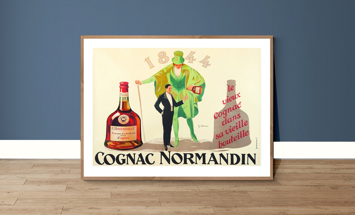 Cognac Normandin 1844 Vintage French Cognac Advertising Poster