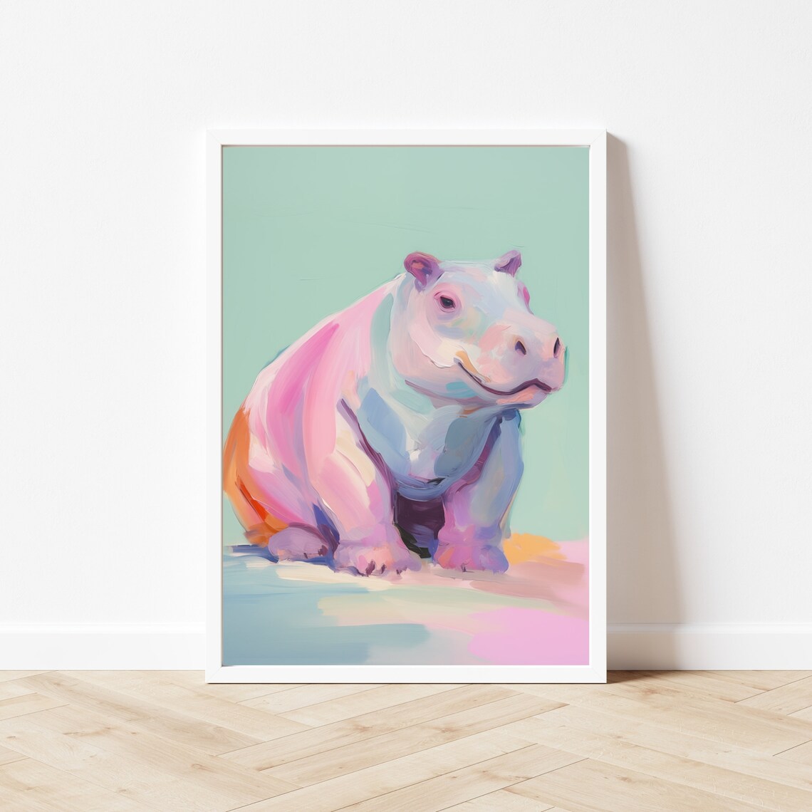 Hippo Painting Print, Vintage Maximalist Nursery Art - Image 3