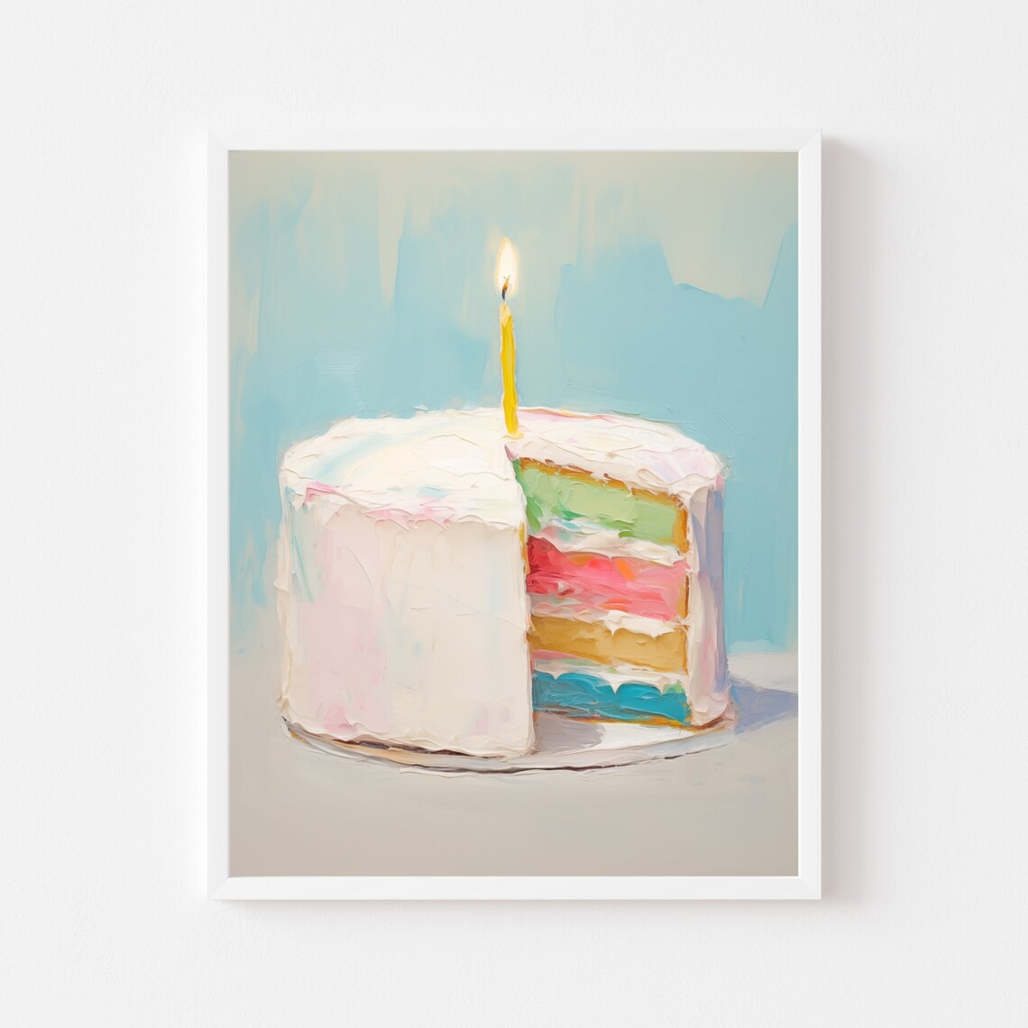 Birthday Cake Painting, Rainbow Dessert Art Print