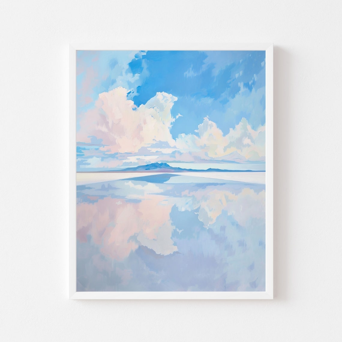 Cloud Reflections On A Mirror Still Lake Pastel Landscape Poster