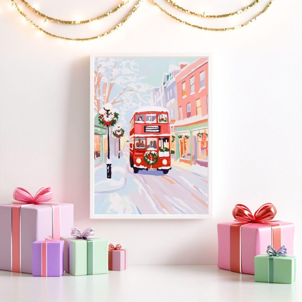 Pastel Christmas In London, Holiday Art Print - Image 2