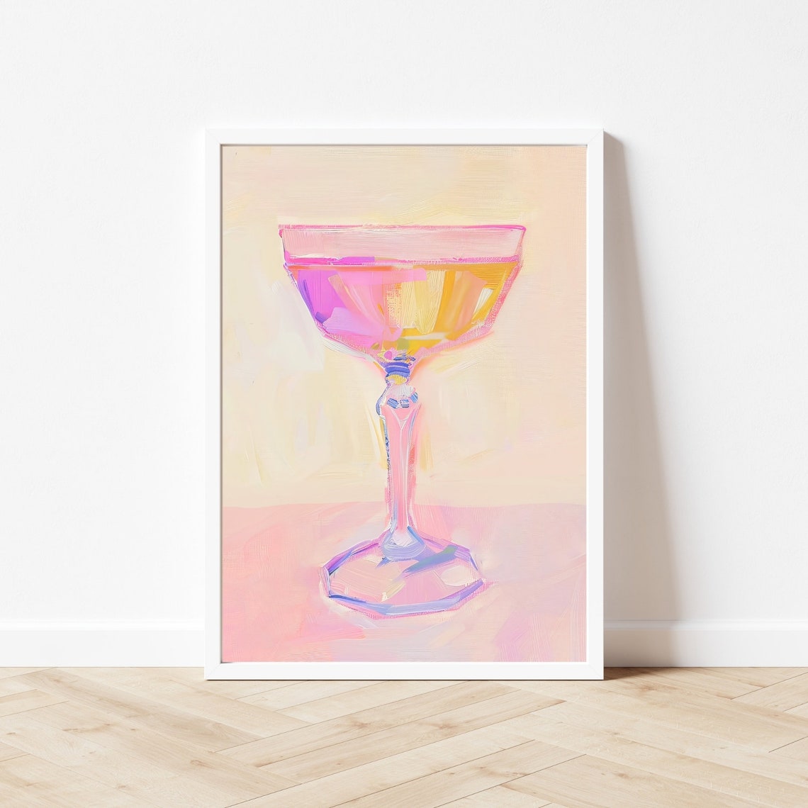 Pink Cocktail Coupe Glass Painting for Bar Wall Decor Poster - Image 3