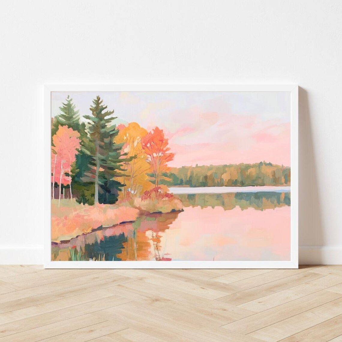 Colorful Fall Forest Lake Autumn Landscape Art Print - Image 3