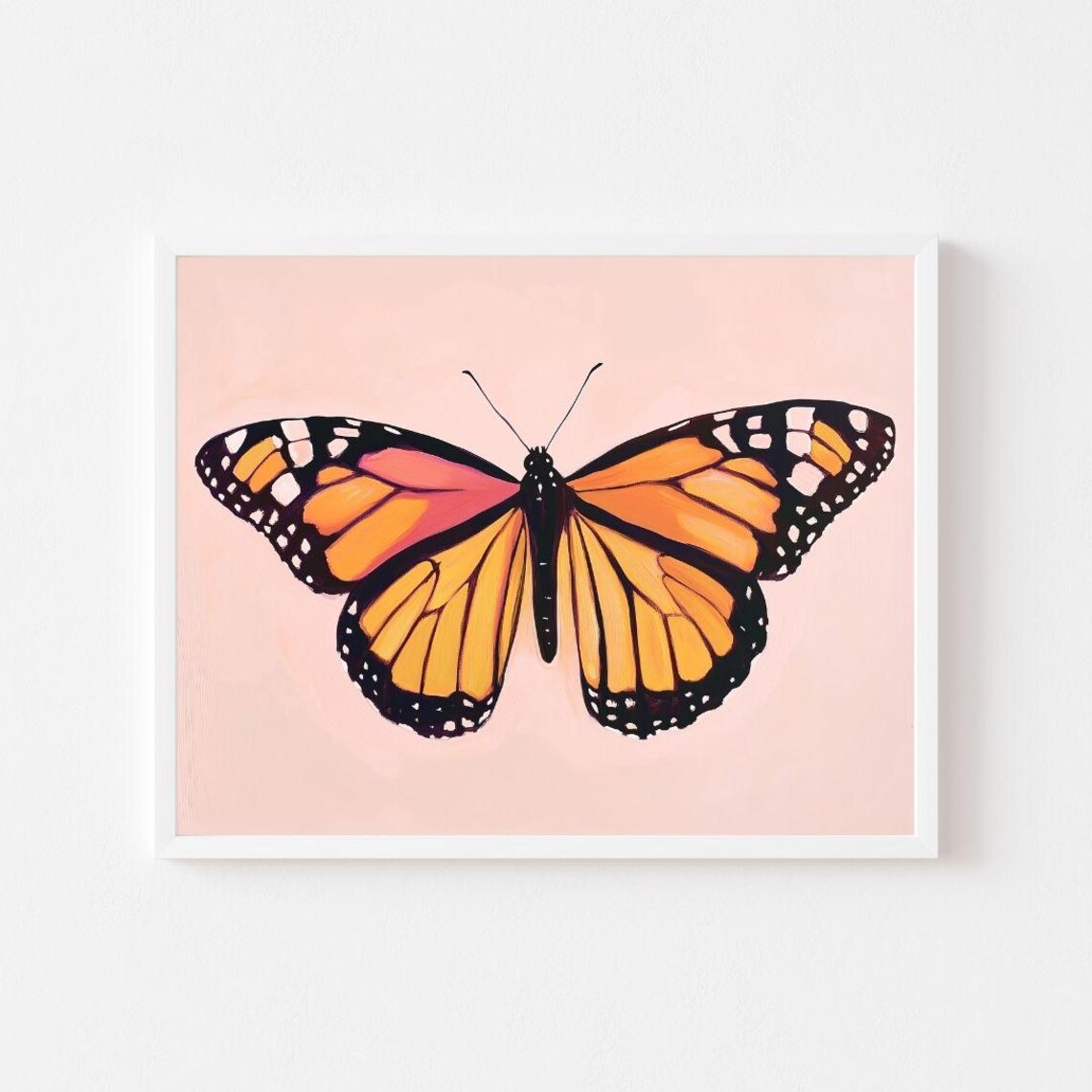 Pink Monarch Butterfly Painting, Girls Room Poster