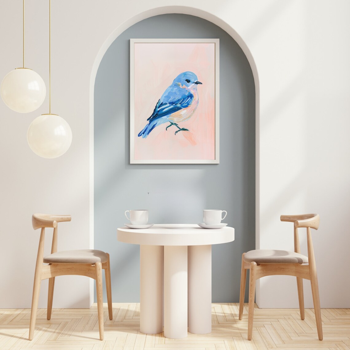 Pastel Bluebird Painting, Nursery Bird Art Print - Image 2