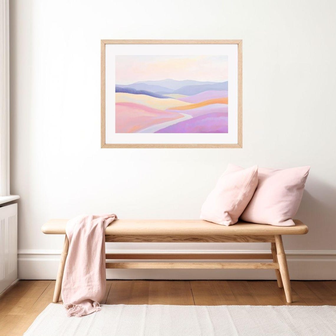Pink And Purple Rolling Hills With A Winding Country Path Poster - Image 2