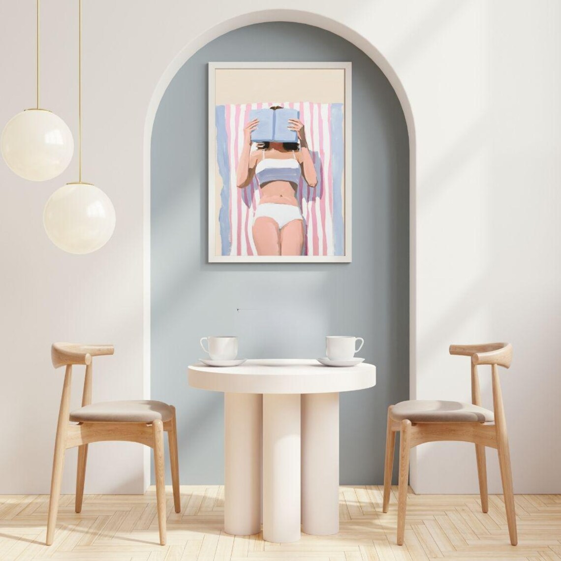 Woman Reading on a Beach Towel, Coastal Art Print - Image 2