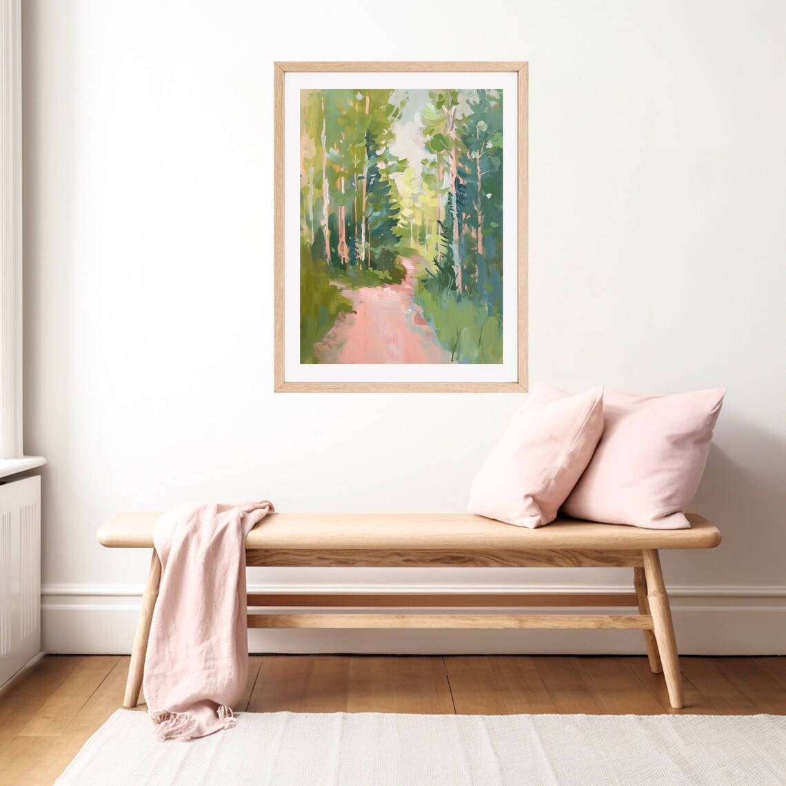 Spring Forest Landscape Painting, Pastel Trees Art Print - Image 2