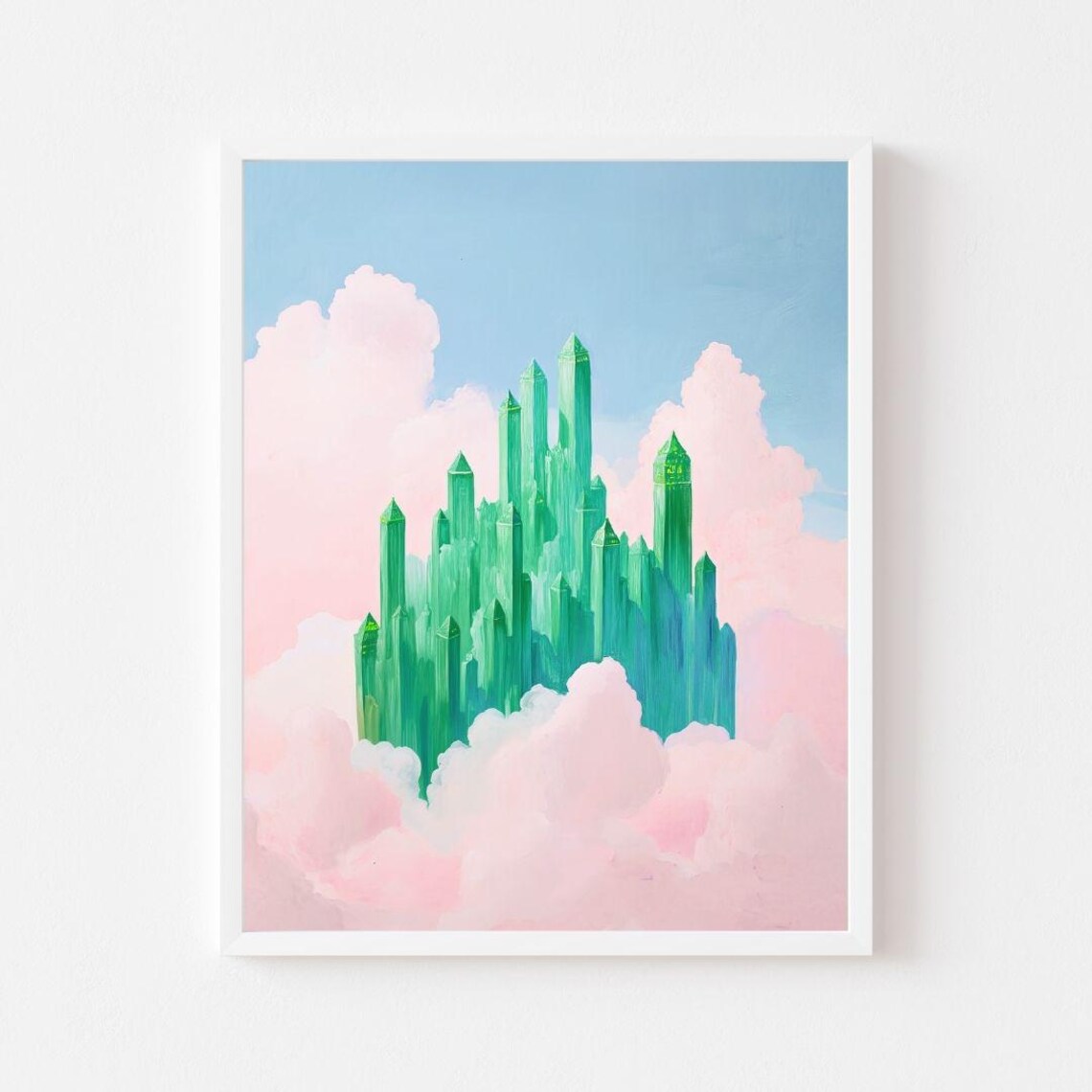 Emerald City in the Clouds, Pastel Sky Art Print