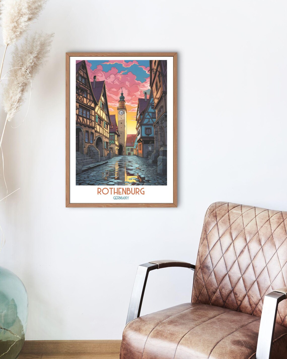 Rothenburg Germany Half Timbered Old Town Clock Tower Travel Print - Image 2
