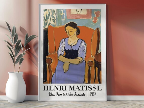 Henri Matisse Blue Dress In Ocher Art Print Modern Matisse Inspired Poster Art Gallery Matisse Minimalist Wall Decor Matisse Art Gift