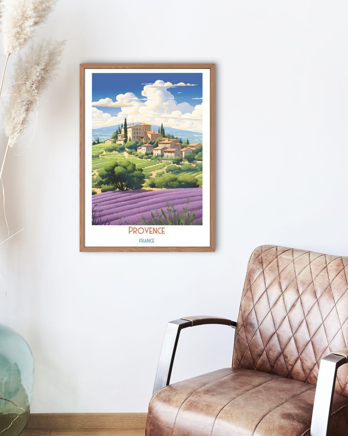 Provence France Hilltop Village Above Lavender Fields Travel Art Print - Image 2