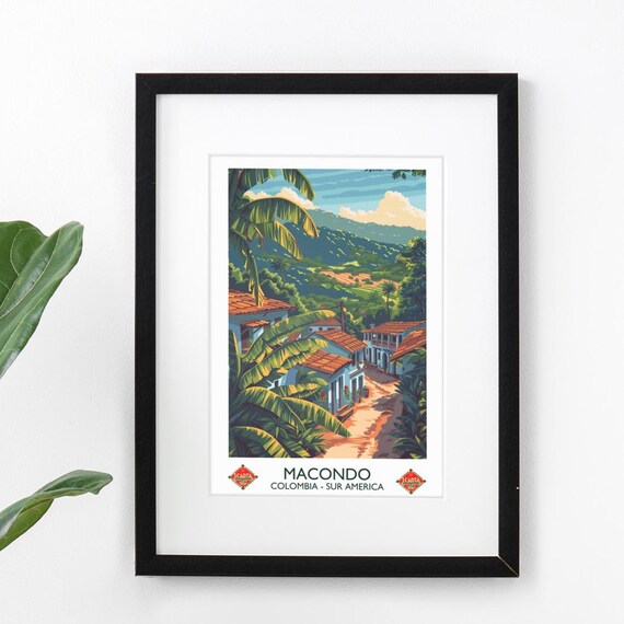 Macondo Colombia Village Jungle Valley Vintage Literary Travel Poster