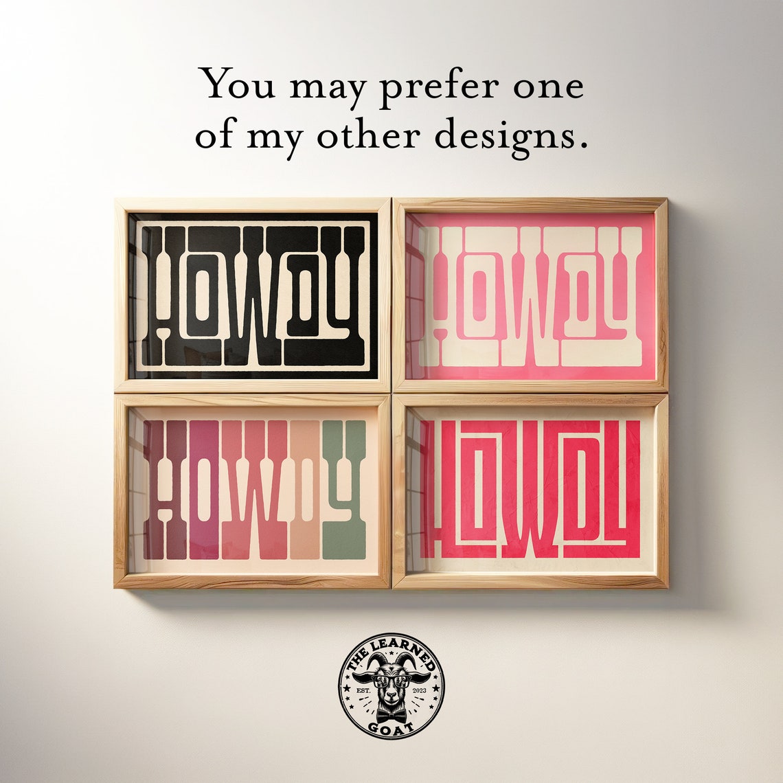 Howdy Colorful Retro Typography Pink Sage Modern Wall Poster - Image 4
