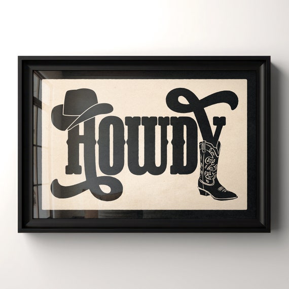 Instant Howdy Typography Print Gift For Home Rustic Wall Art Housewarming Gift Farmhouse Decor Western Cowboy Poster