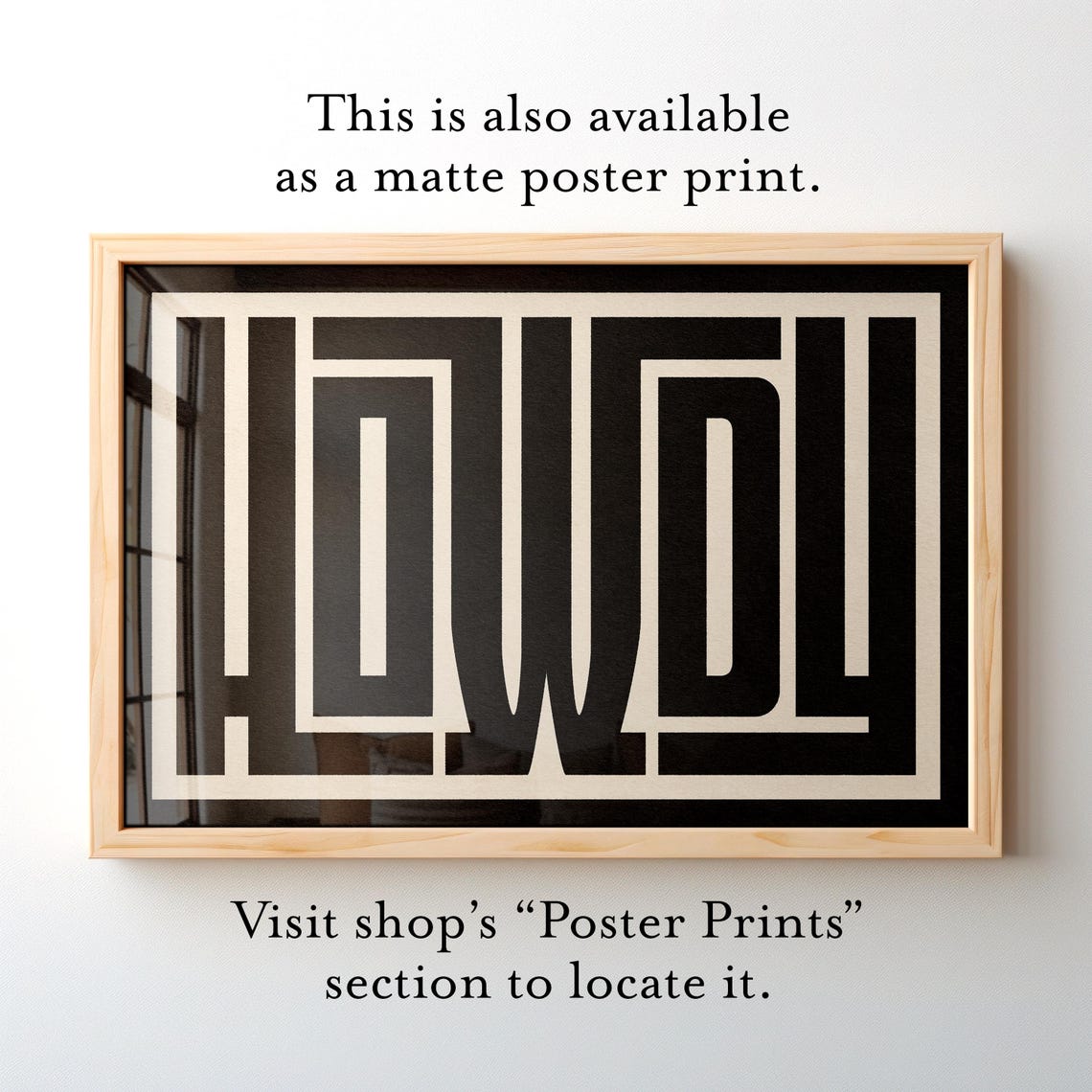 Howdy Geometric Maze Line Art Black White Bold Modern Wall Poster - Image 2