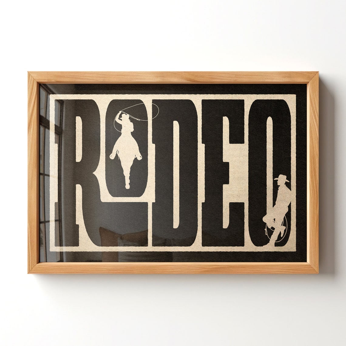 Rodeo Bold Western Typography Cowboy Horse Rider Silhouette Poster