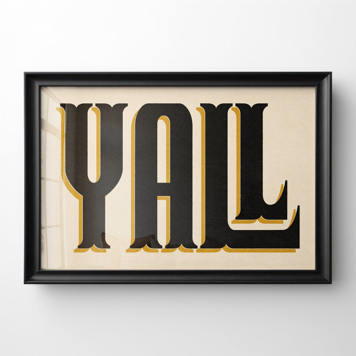 Vintage Yall Retro Typography Western Black And Gold Wall Poster