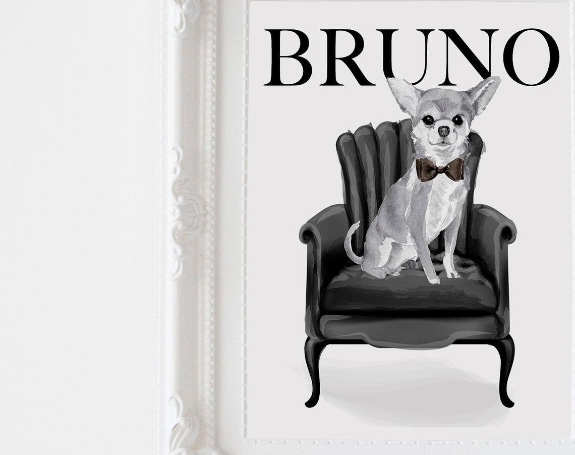 Chihuahua Fashion Wall Art Dog Fashion Art Wall Art Fashion Prints Wall Decor Pet Watercolour Print Personalised Wall Art