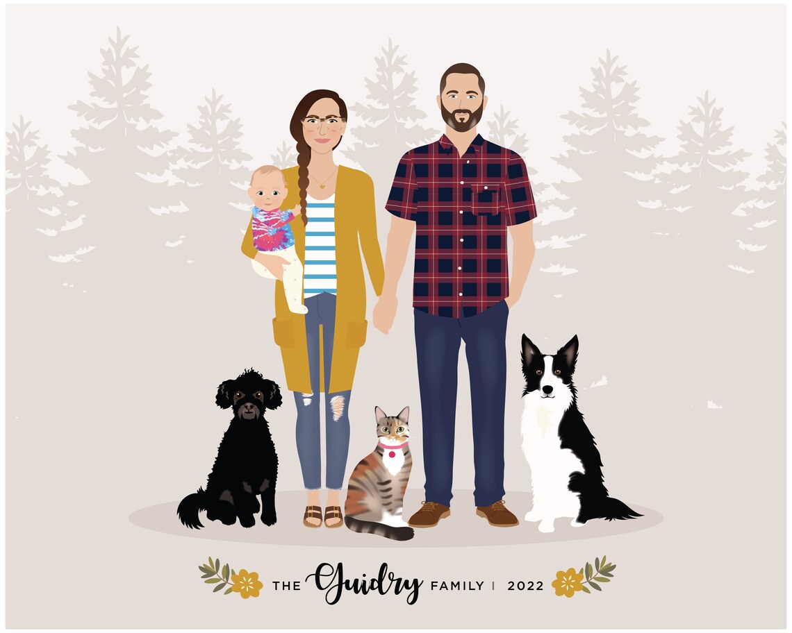 Family Drawing, Add Pet Portrait