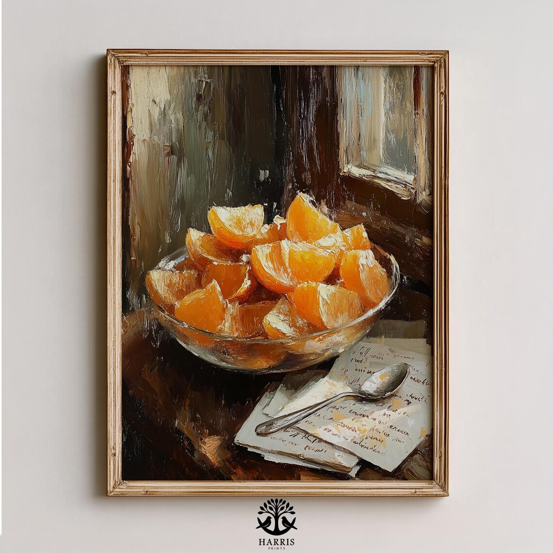 Vintage Orange Bowl Citrus Still Life Handwritten Letters Art Print