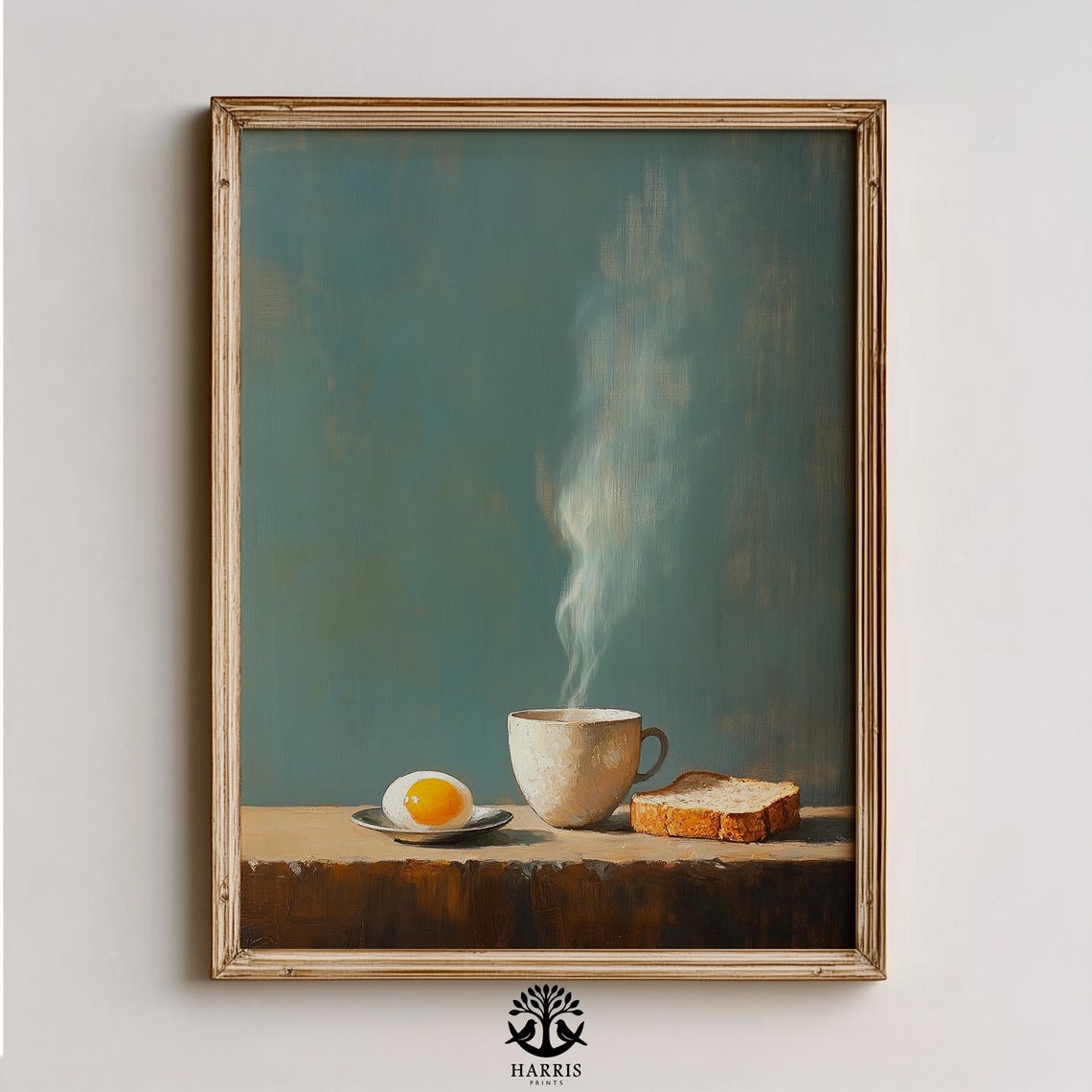Moody Breakfast Still Life Steaming Coffee and Toast Art Print