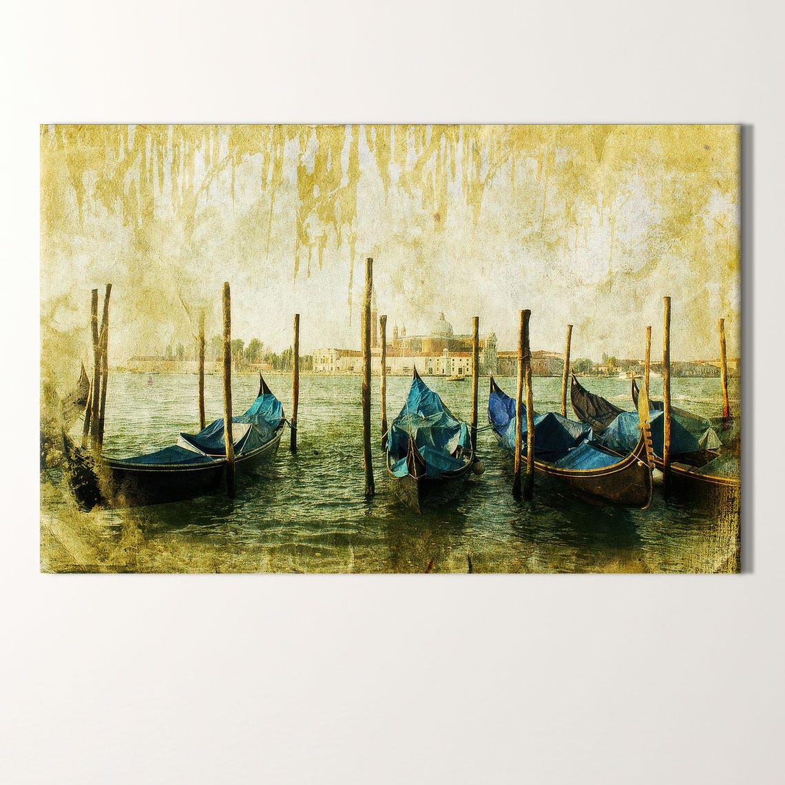 Venice Gondolas Vintage Sepia Photograph Italy Travel Art Poster