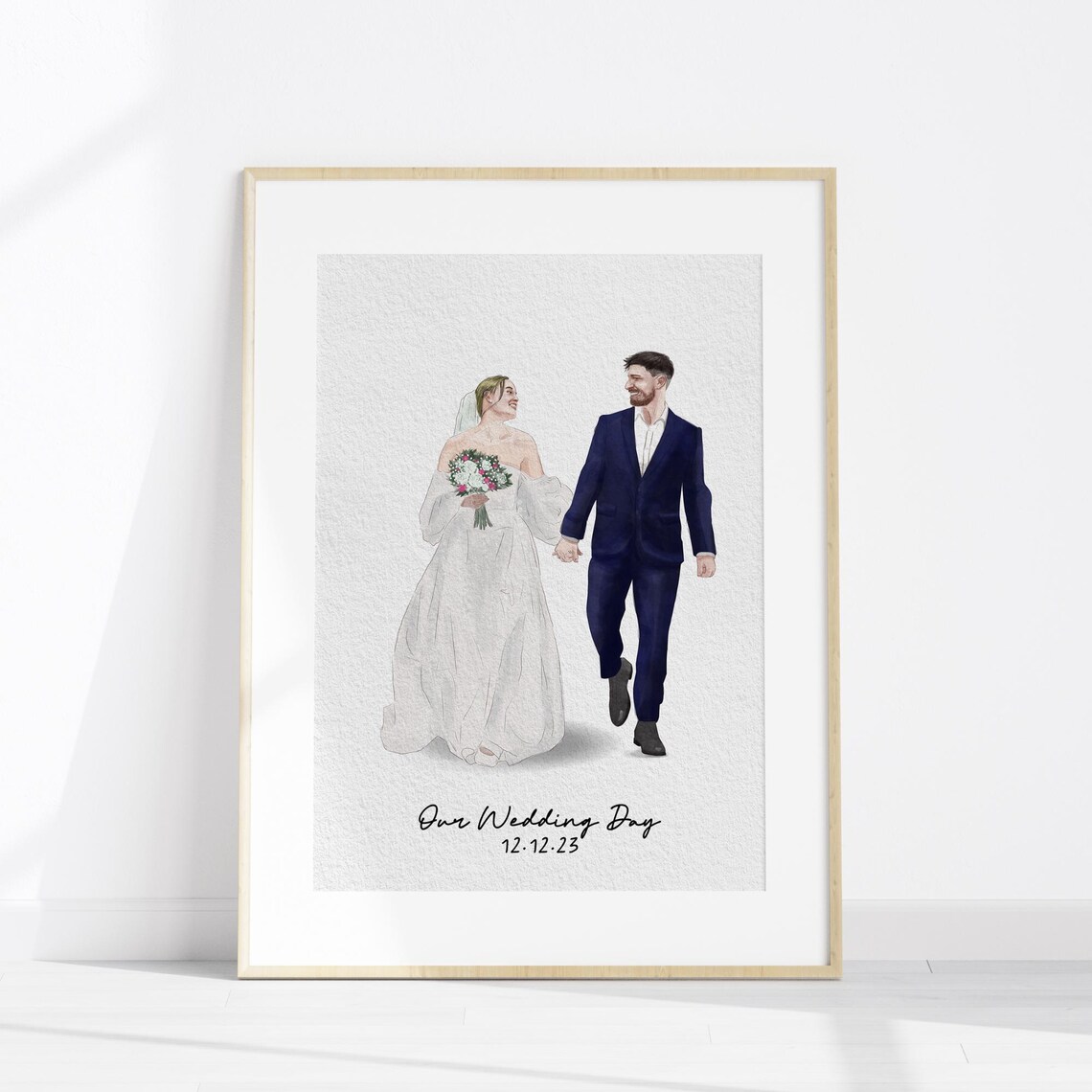 Custom Watercolor Wedding Couple Portrait Anniversary Gift Print - Image 2