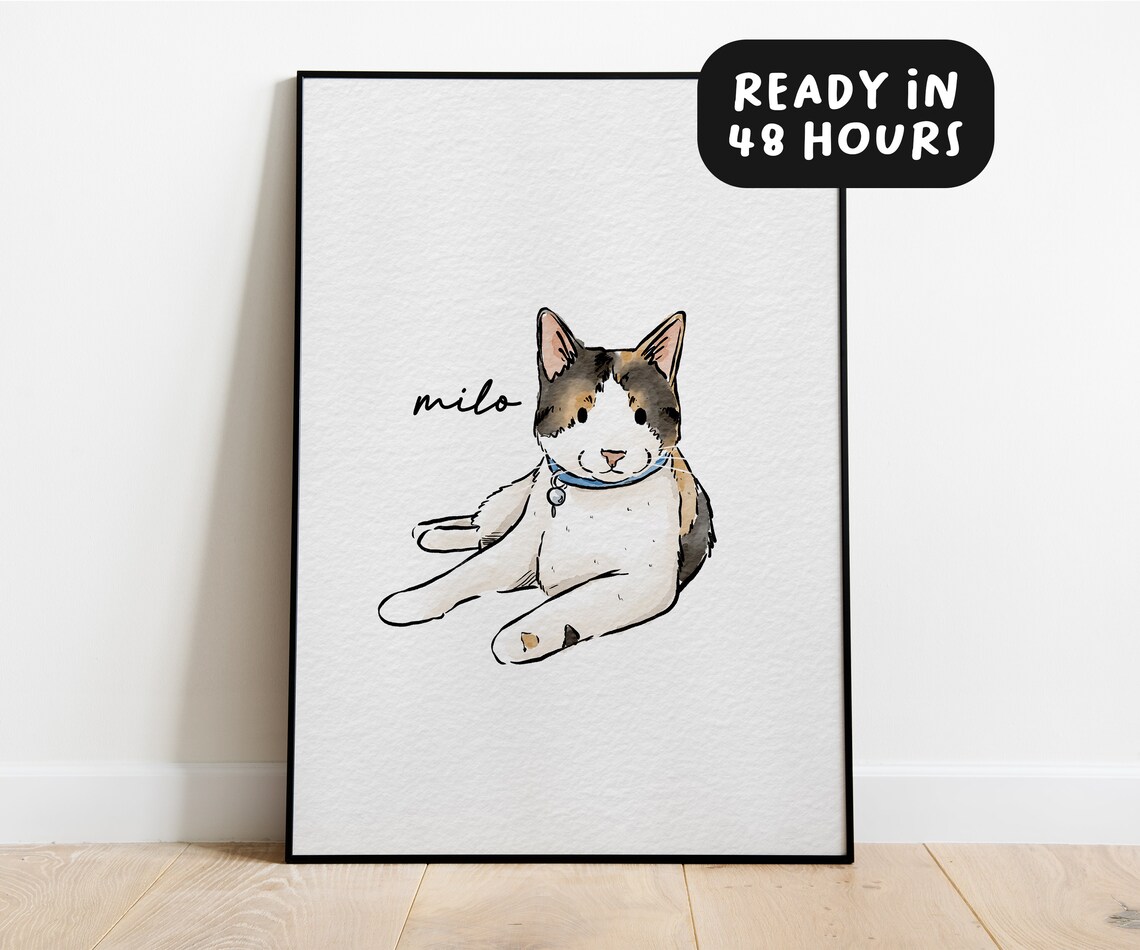 Minimal Watercolor Dog Portrait, Pet Memorial Gift