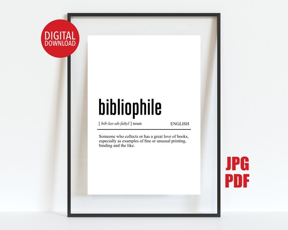 Bibliophile Definition Dictionary Style Book Lover Gift Poster