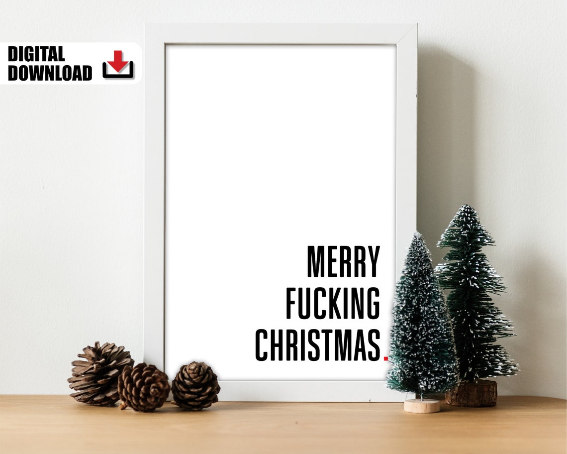 Merry Fucking Christmas Sarcastic Rude Minimalist Holiday Poster - Image 2