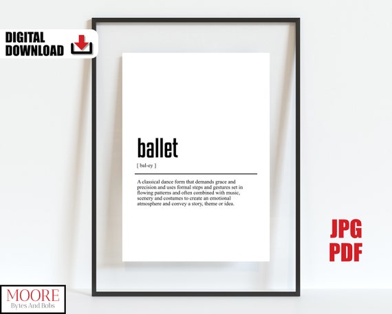 Ballet Definition Print Wall Art For Girls Room Poster Gift For Ballerina Dance Studio Decor
