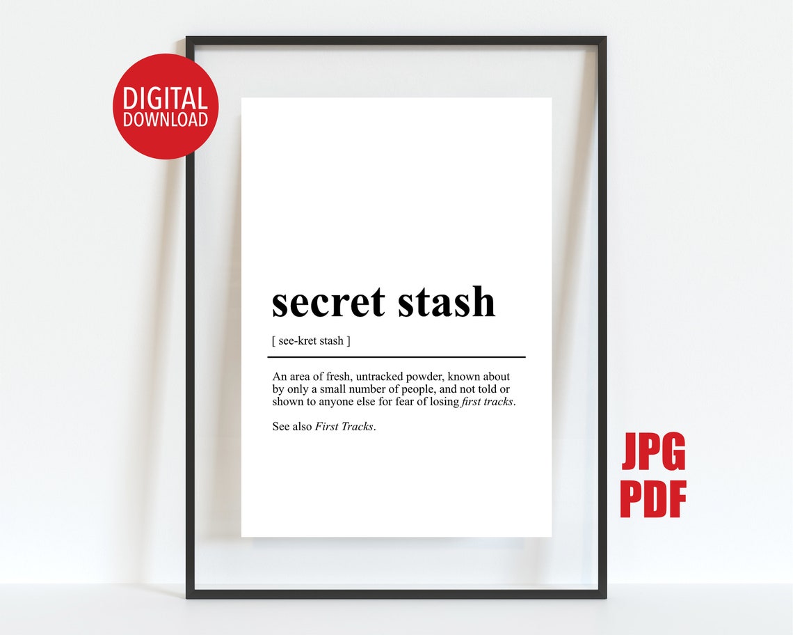 Secret Stash Ski Dictionary Definition Powder Day Humor Poster