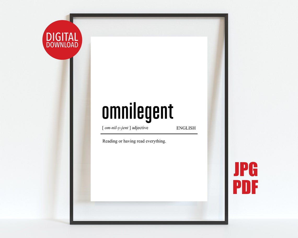 Omnilegent Definition Dictionary Style Avid Reader Gift Poster