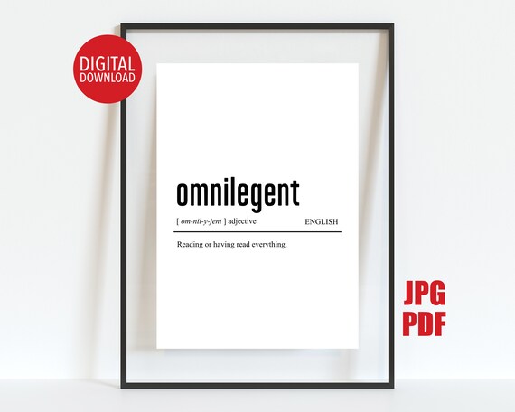 Omnilegent Definition Dictionary Style Avid Reader Gift Poster