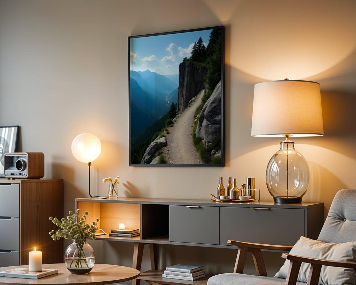 Scenic Mountain Path Nature Wall Art Print Misty Mountain Trail Landscape Poster Serene Valley View Artwork Adventure Home Decor - Image 5